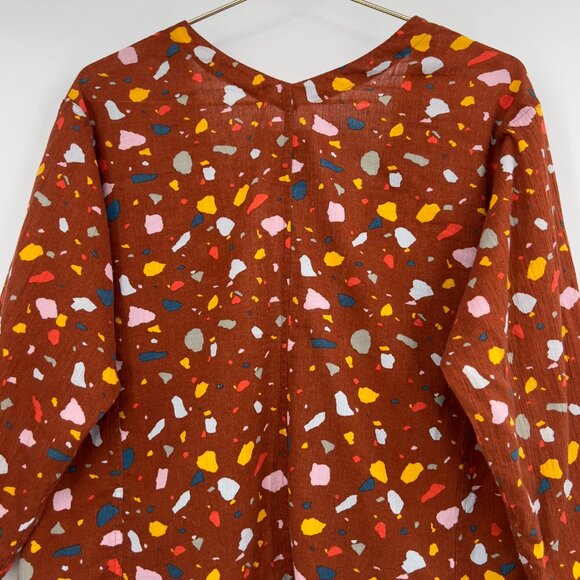 Madewell Short Robe Jacket Terazzo Bunt Umber Open Front Kimono Jacket Small - Picture 6 of 11